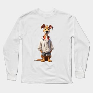 Dog with clothes in cartoon style Long Sleeve T-Shirt